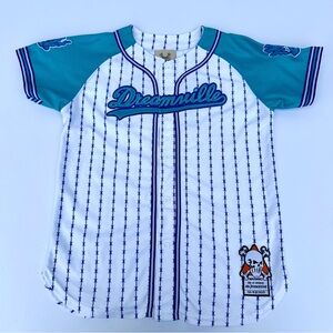X Brand Dreamville White & Blue Striped Button Down Baseball Jersey Youth Large